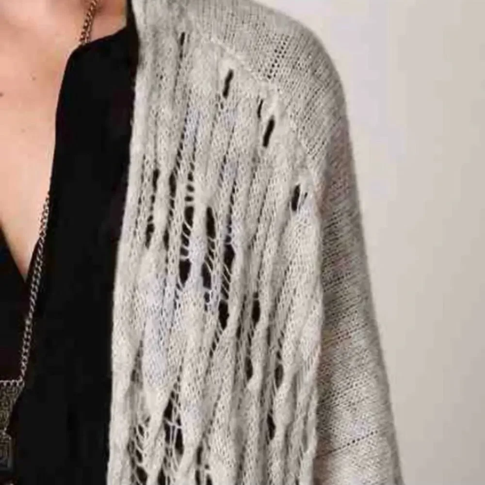 FREE PEOPLE Womens Cable Knit Poncho Cardigan Sweater Shawl in Grey XS/S